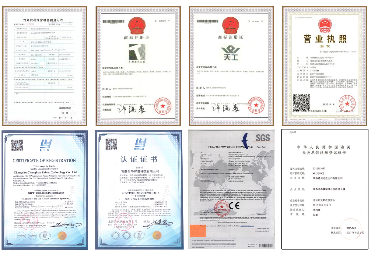 Certificate of Changhua Flat Knitting Machine